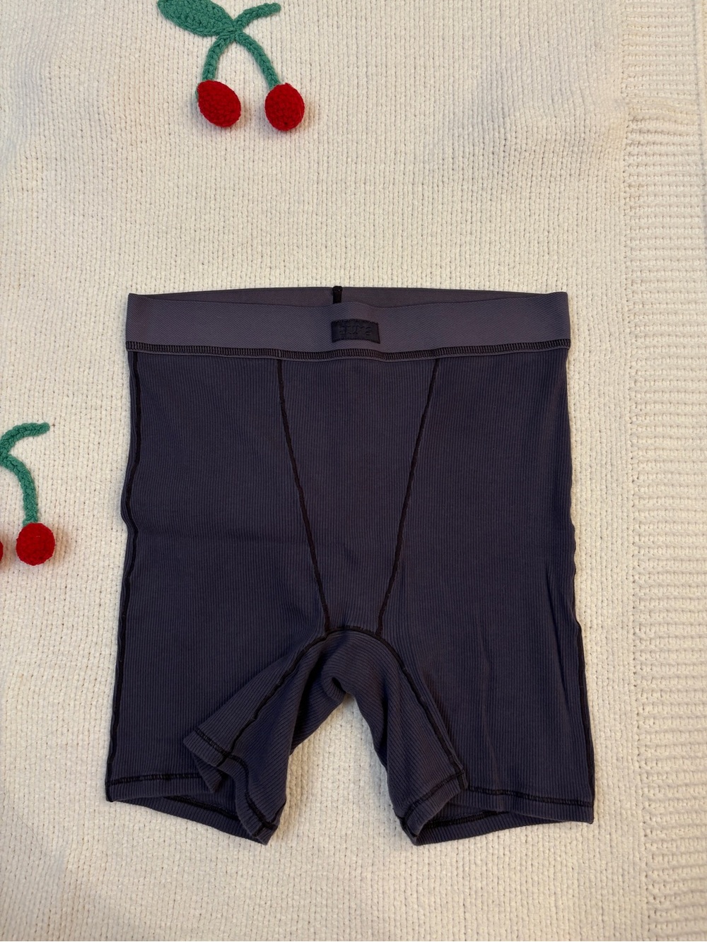 SKIMS Navy Blue Cotton Ribbed Boxer Briefs 🫧